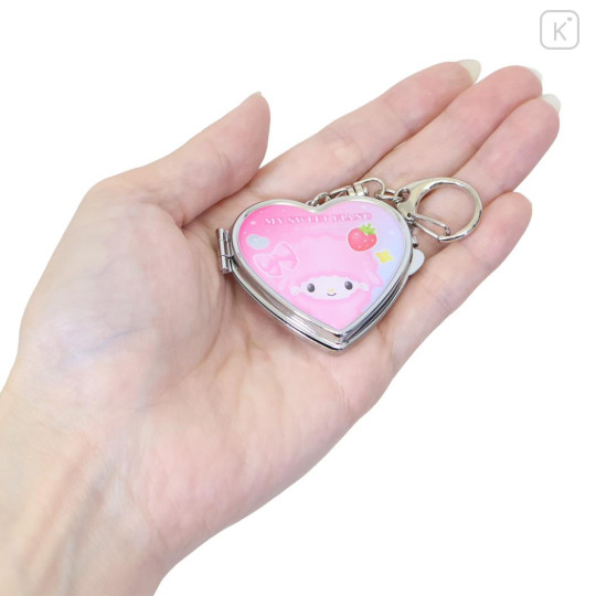 Japan Sanrio Locket Mirror Keychain - My Melody & My Sweet Piano : Love Heart - 2