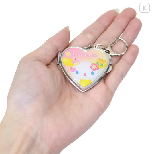 Japan Sanrio Locket Mirror Keychain - Usahana : Love Heart - 2