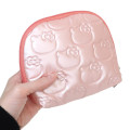 Japan Sanrio Round Cosmetic Pouch - Hello Kitty : Glossy Pearlescent Embossed - 2