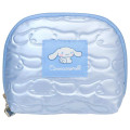 Japan Sanrio Round Cosmetic Pouch - Cinnamoroll : Glossy Pearlescent Embossed - 1