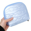 Japan Sanrio Round Cosmetic Pouch - Cinnamoroll : Glossy Pearlescent Embossed - 2