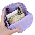 Japan Sanrio Round Cosmetic Pouch - Kuromi : Glossy Pearlescent Embossed - 3