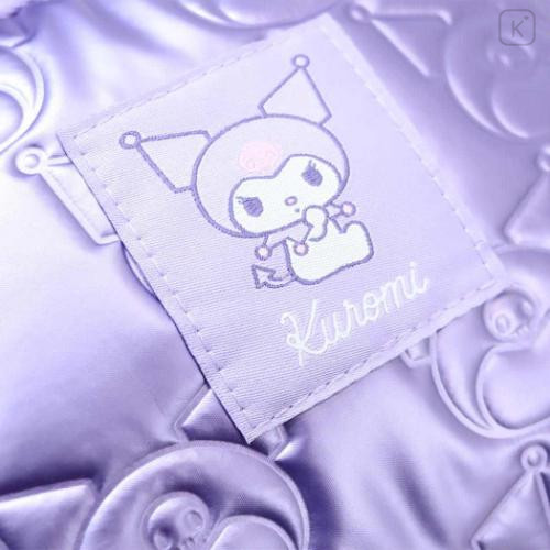 Japan Sanrio Round Cosmetic Pouch - Kuromi : Glossy Pearlescent Embossed - 4