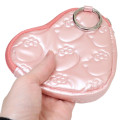 Japan Sanrio Mini Pouch with Carabiner - Hello Kitty : Glossy Pearlescent Embossed Heart - 2