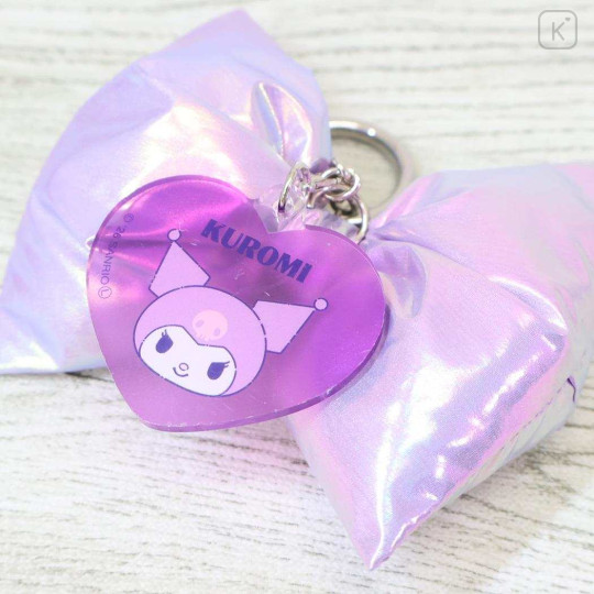 Japan Sanrio Swaying Ribbon Charm Keychain - Kuromi : Big Glossy Pearlescent - 3