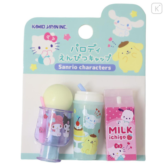 Japan Sanrio Pencil Cap Set - Characters Drink Style - 1