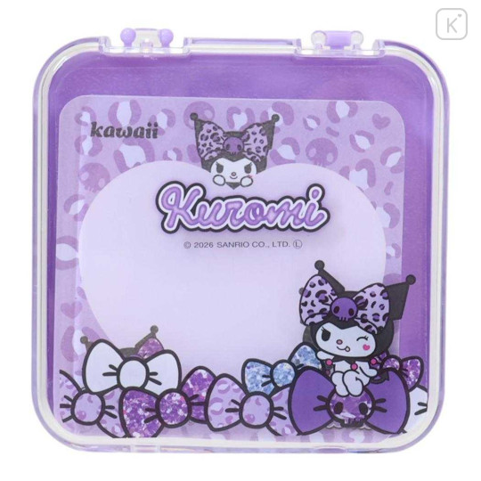 Japan Sanrio Memo Pad with Case - Kuromi : Leopard Ribbon Purple - 1