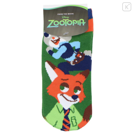 Japan Disney Socks - Zootopia : Judy Hopps & Nick Wilde Deep Green - 1