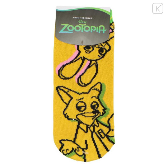 Japan Disney Socks - Zootopia : Judy Hopps & Nick Wilde Sketching Yellow - 1