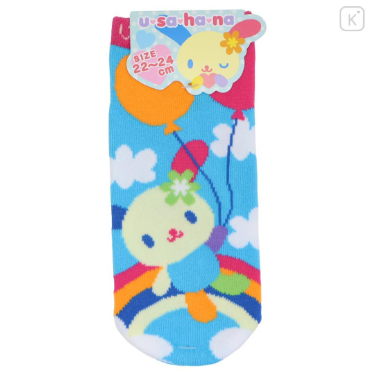 Japan Sanrio Socks - Usahana : Balloon Sky Blue - 1