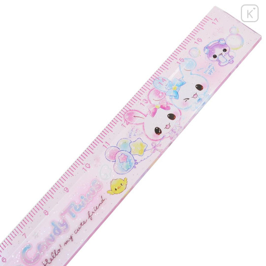 Japan Q-LiA 17cm Ruler - Kira Usa Twins Bubble Rabbit : Heisei Retro Y2K Pink - 2