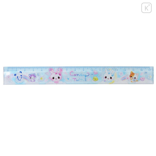Japan Q-LiA 17cm Ruler - Kira Usa Twins Bubble Rabbit : Heisei Retro Y2K Blue - 1