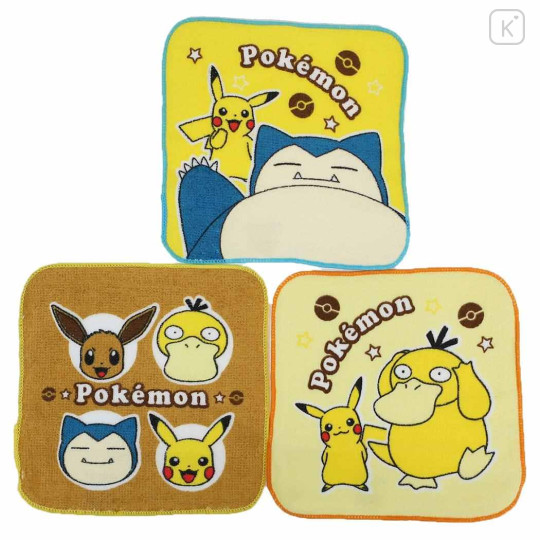 Japan Pokemon Petit Towel Handkerchief Set - Eevee & Psyduck & Snorlax & Pikachu - 1