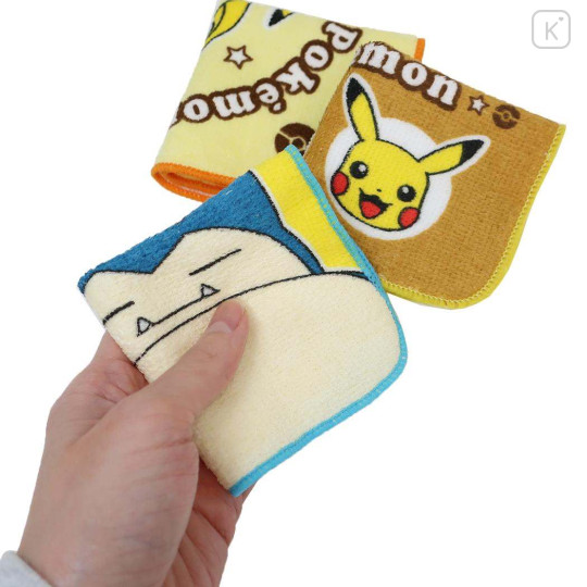 Japan Pokemon Petit Towel Handkerchief Set - Eevee & Psyduck & Snorlax & Pikachu - 3