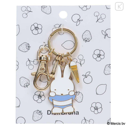 Japan Miffy Alloy Charm Keychain - Miffy : Refreshing Seaside Swimsuit Ice Cream - 1