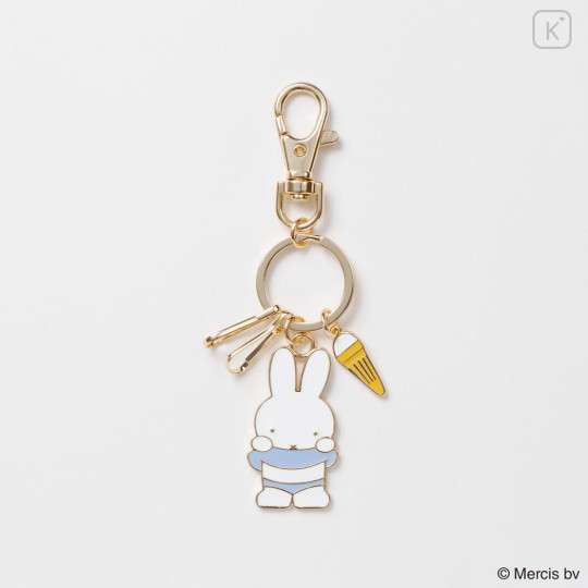 Japan Miffy Alloy Charm Keychain - Miffy : Refreshing Seaside Swimsuit Ice Cream - 2