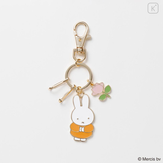 Japan Miffy Alloy Charm Keychain - Miffy : Refreshing Orange Dress Flower - 2