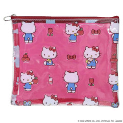 Japan Sanrio A5 Flat Pouch - Hello Kitty : Red All Over Pattern