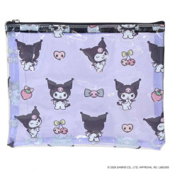 Japan Sanrio A5 Flat Pouch - Kuromi : Purple All Over Pattern