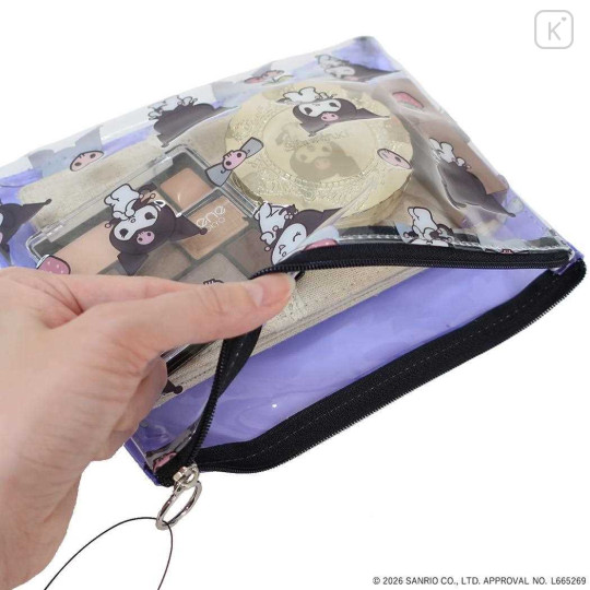 Japan Sanrio A5 Flat Pouch - Kuromi : Purple All Over Pattern - 3
