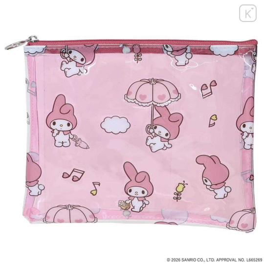 Japan Sanrio A5 Flat Pouch - My Melody : Pink All Over Pattern - 1