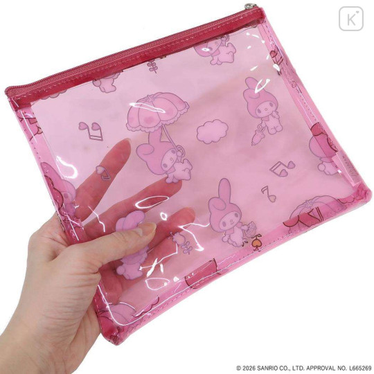Japan Sanrio A5 Flat Pouch - My Melody : Pink All Over Pattern - 2