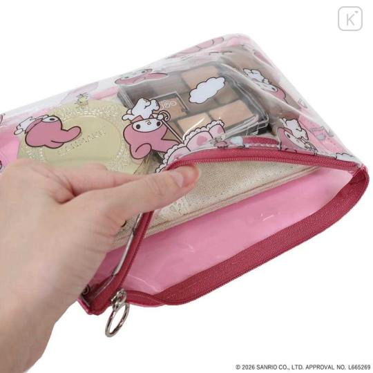 Japan Sanrio A5 Flat Pouch - My Melody : Pink All Over Pattern - 3