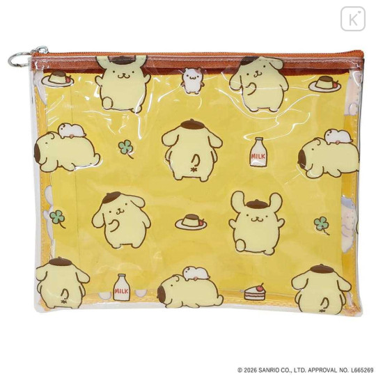 Japan Sanrio A5 Flat Pouch - Pompompurin : Yellow All Over Pattern - 1