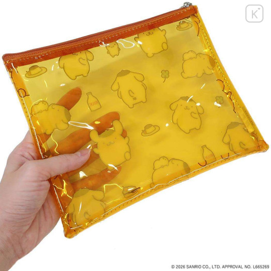 Japan Sanrio A5 Flat Pouch - Pompompurin : Yellow All Over Pattern - 2