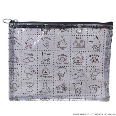 Japan Sanrio A5 Flat Pouch - Characters Black All Over Pattern
