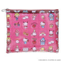 Japan Sanrio A5 Flat Pouch - Characters Red All Over Pattern - 1