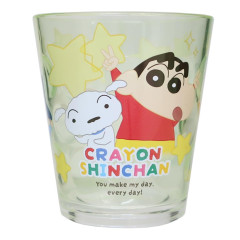 Japan Crayon Shin-chan Clear Acrylic Tumbler - Shinnosuke Nohara & Shiro : Friends Light Yellow