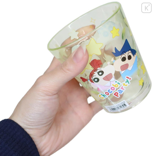 Japan Crayon Shin-chan Clear Acrylic Tumbler - Shinnosuke Nohara & Shiro : Friends Light Yellow - 3