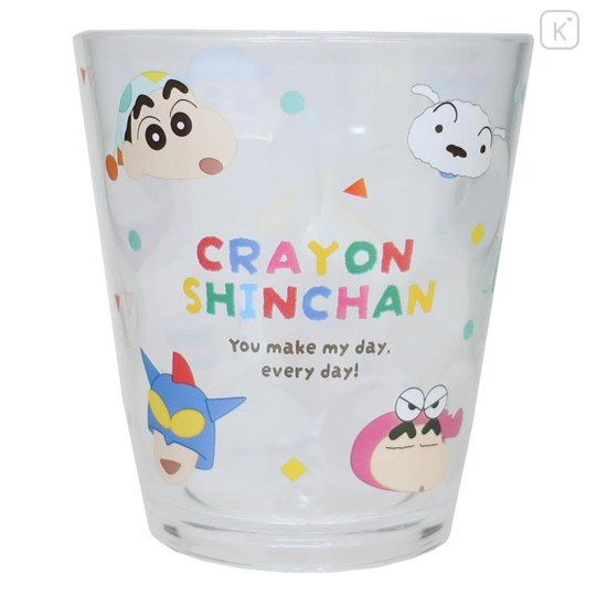 Japan Crayon Shin-chan Clear Acrylic Tumbler - Shinnosuke Nohara & Shiro : You Make My Day - 1