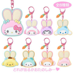 Japan Sanrio Original Secret Mirror Rubber Keychain - Puffy Ear Rabbit Club Blind Box