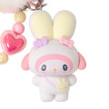 Japan Sanrio Original Bead Keychain Strap with Flocked Mascot - My Melody : Puffy Ear Rabbit Club - 2