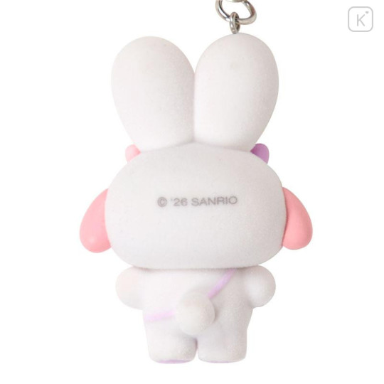 Japan Sanrio Original Bead Keychain Strap with Flocked Mascot - My Melody : Puffy Ear Rabbit Club - 3