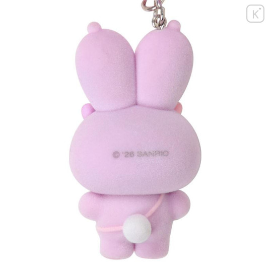 Japan Sanrio Original Bead Keychain Strap with Flocked Mascot - Kuromi : Puffy Ear Rabbit Club - 3