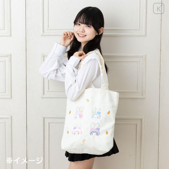 Japan Sanrio Original Tote Bag - Puffy Ear Rabbit Club Characters - 6
