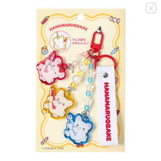 Japan Sanrio Original Bead Keychain Strap with Flocked Mascot - Hanamaruobake : Together with Friends - 1