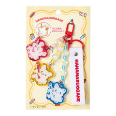 Japan Sanrio Original Bead Keychain Strap with Flocked Mascot - Hanamaruobake : Together with Friends