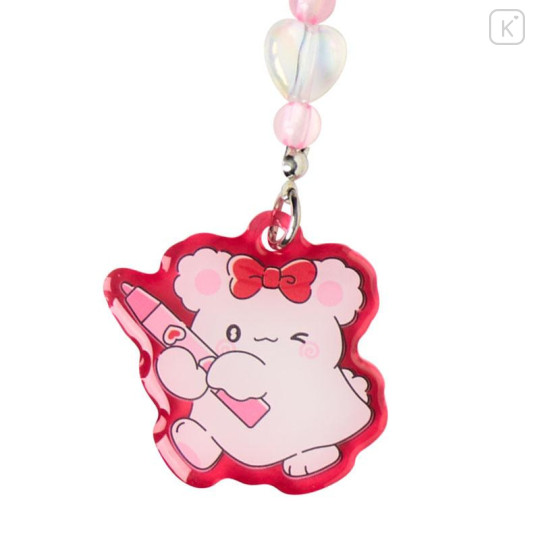 Japan Sanrio Original Bead Keychain Strap with Flocked Mascot - Hanamaruobake : Together with Friends - 5