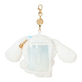 Japan Sanrio Original Plush Pass Case with Reel - Cinnamoroll : Light Blue Clover - 2