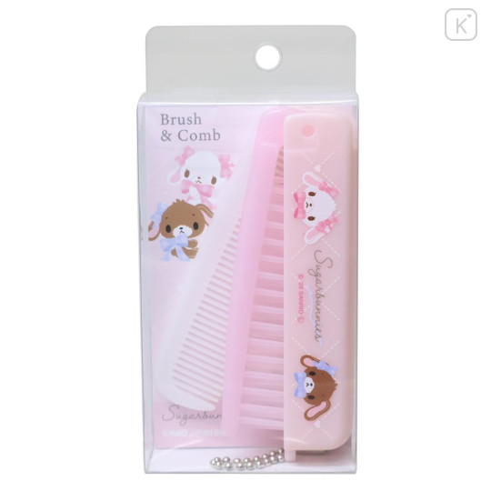 Japan Sanrio Folding Brush & Comb - Sugarbunnies : Ribbon Pink - 1
