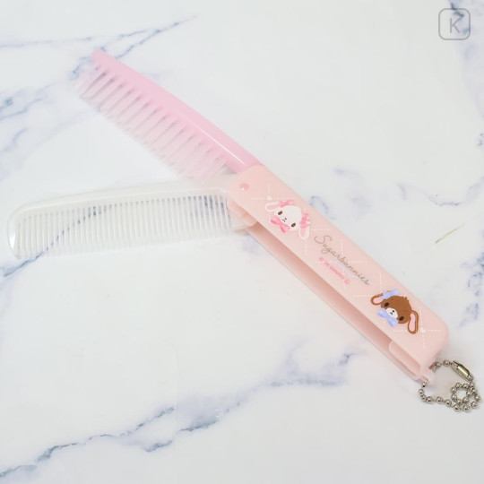 Japan Sanrio Folding Brush & Comb - Sugarbunnies : Ribbon Pink - 3