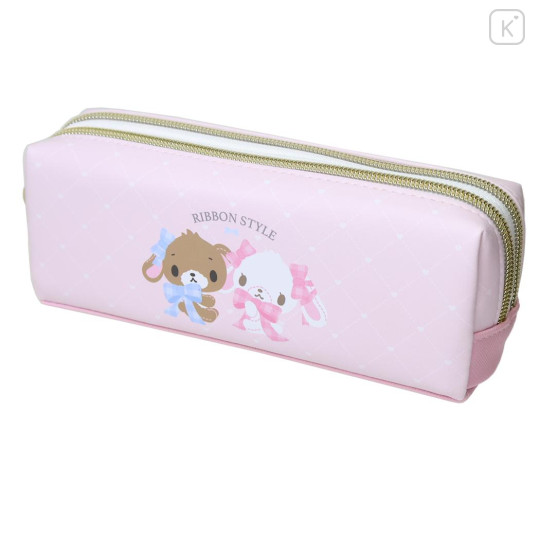 Japan Sanrio Twin Zipper Pen Case - Sugarbunnies : Ribbon Pink - 1