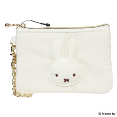 Japan Miffy Pass Case Card Holder & Coin Case - Miffy : Basic Wappen Face Ivory