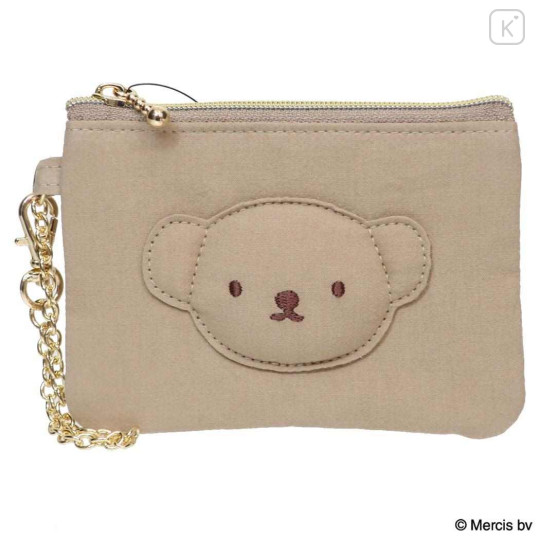 Japan Miffy Pass Case Card Holder & Coin Case - Boris : Basic Wappen Face Cappuccino - 1
