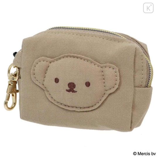 Japan Miffy Mini Accessory Pouch Keychain - Boris : Basic Wappen Face Cappuccino - 1