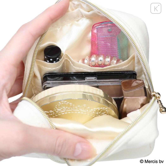 Japan Miffy Square Cosmetic Pouch - Miffy : Basic Wappen Face Ivory - 3